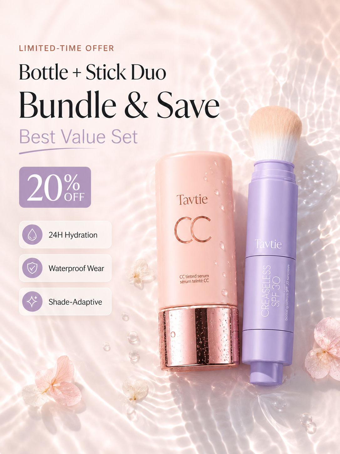 CC Tinted Serum – Shade-Adaptive Coverage, 24H Hydration & Waterproof Wear